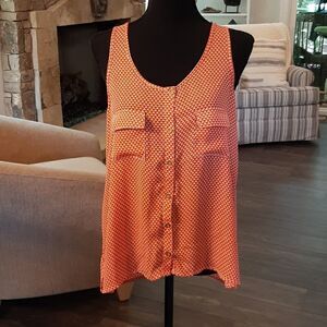 Lulumari Size M Orange and White Flowy Tank Top